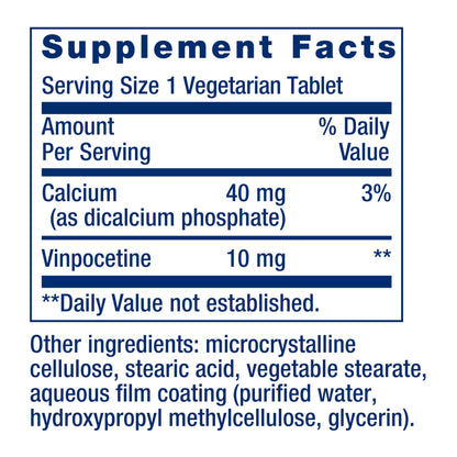 Life Extension Vinpocetine, derived from Periwinkle Plant, Concentration and Memory, Gluten-Free, Non-GMO, Vegetarian, 100 Tablets