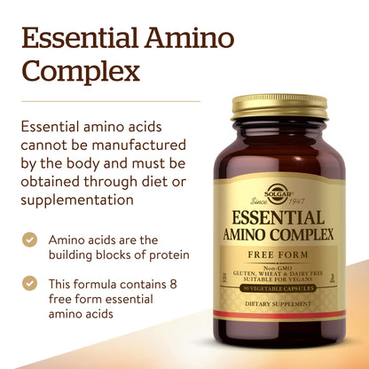 Solgar Essential Amino Complex, 90 Vegetable Capsules - Free Form Essential