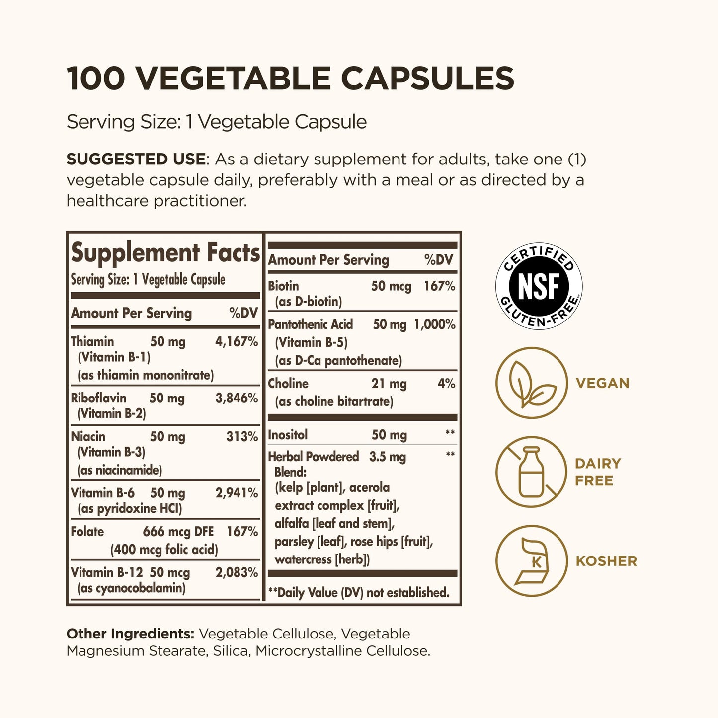Solgar B-Complex 50", 100 Vegetable Capsules - Energy Metabolism