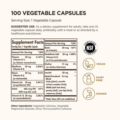 Solgar B-Complex 50", 100 Vegetable Capsules - Energy Metabolism