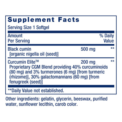 Life Extension Black Cumin Seed Oil and Curcumin Elite, Black Cumin, Turmeric Extract, Immune Health Support, high bioavailability, Whole-Body Health, Gluten Free, Non-GMO, 60 softgels