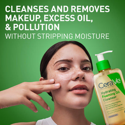 CeraVe Hydrating Foaming Oil Facial Cleanser with Hyaluronic Acid, 8oz