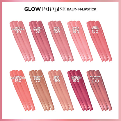 L'Oreal Paris Glow Paradise Hydrating Balm-in-Lipstick with Pomegranate Extract, Beige Eden, 0.1 Oz