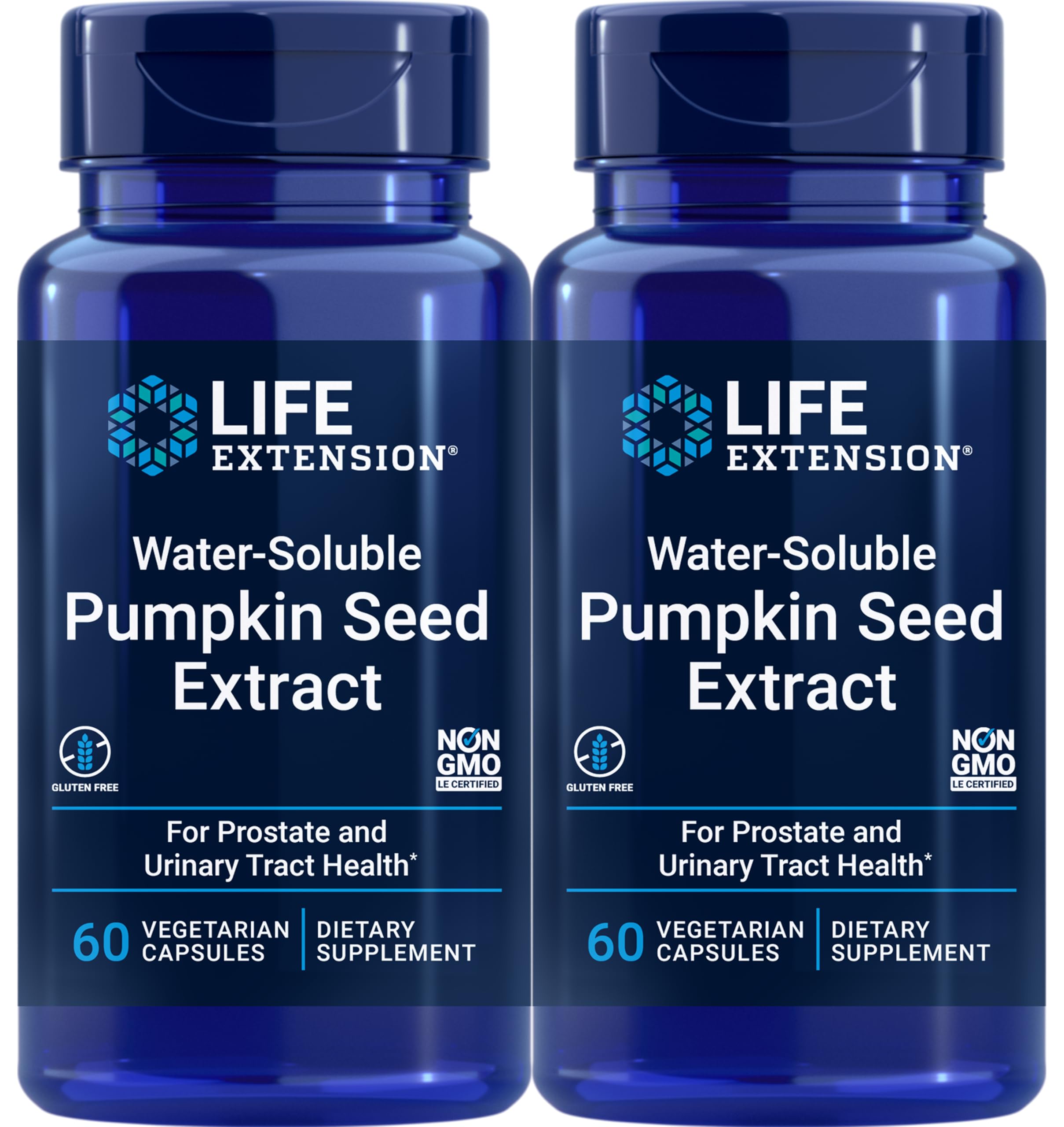 Life Extension Water-Soluble Pumpkin Seed Extract, 60 Vegetarian Capsules (Pack of 2)