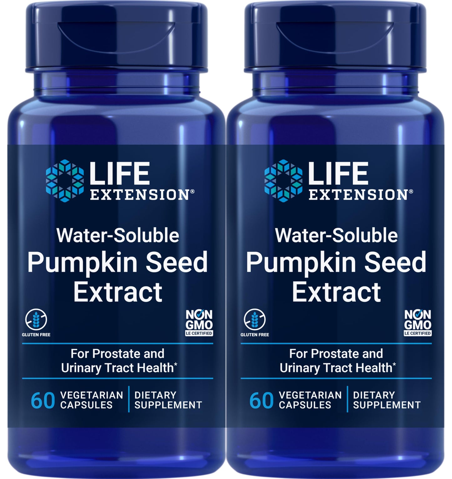 Life Extension Water-Soluble Pumpkin Seed Extract, 60 Vegetarian Capsules (Pack of 2)