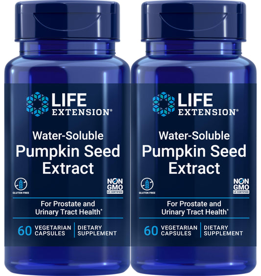 Life Extension Water-Soluble Pumpkin Seed Extract, 60 Vegetarian Capsules (Pack of 2)