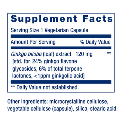 Life Extension Ginkgo Biloba Certified Extract, 120 mg, 365 Capsules