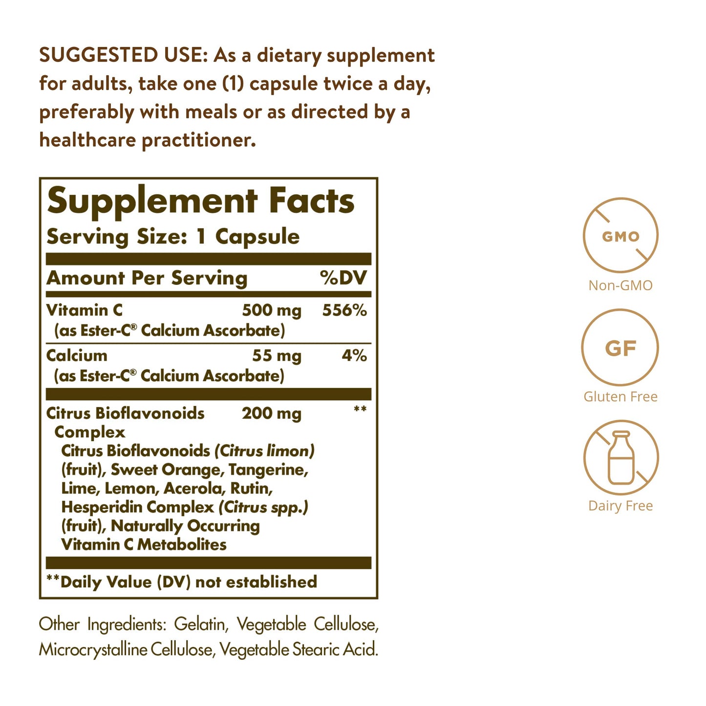 Solgar Ester-C Plus 500 mg Vitamin C with Citrus Bioflavonoids, 90 Capsules