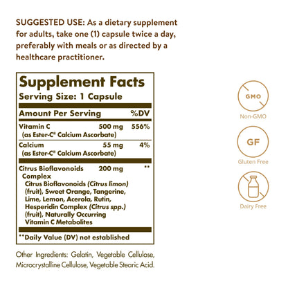 Solgar Ester-C Plus 500 mg Vitamin C with Citrus Bioflavonoids, 90 Capsules