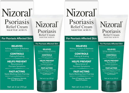 Nizoral Psoriasis Relief Cream- Relieves Itching, Irritation & Redness and Controls Flaking and Scaling with Maximum Strength Medicine (Salicylic Acid 3%), 4 Fl Oz (Pack of 2)