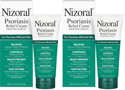 Nizoral Psoriasis Relief Cream- Relieves Itching, Irritation & Redness and Controls Flaking and Scaling with Maximum Strength Medicine (Salicylic Acid 3%), 4 Fl Oz (Pack of 2)