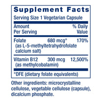 Life Extension BioActive Folate & Vitamin B12, Promotes Heart, Brain & GI Tract Health, Non-GMO, Gluten-Free, Vegetarian, 90 Capsules