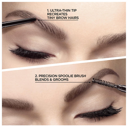 L'Oreal Paris Makeup Brow Stylist Definer Waterproof Eyebrow Pencil, Ultra-Fine Mechanical & Retractable Brow Pencil, Draws Tiny Brow Hairs & Fills in Sparse Areas & Gaps, Dark Brunette, 0.003 oz.