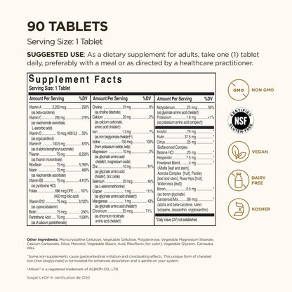 Solgar Formula VM-75, 90 Tablets - Vitamin A, B6, B12, C, D, E, Vegan