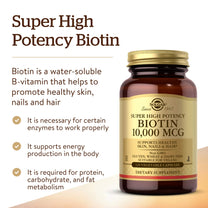 Solgar Biotin 10,000 mcg, 120 Vegetable Capsules - Non-GMO, Gluten Free