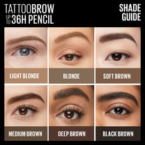 Maybelline TattooStudio Waterproof Eyebrow Pencil, Sharpenable, Longwear, Long Lasting, Pigmented Eyebrow Pencil for Defined Brows, Black Brown, 1 Count