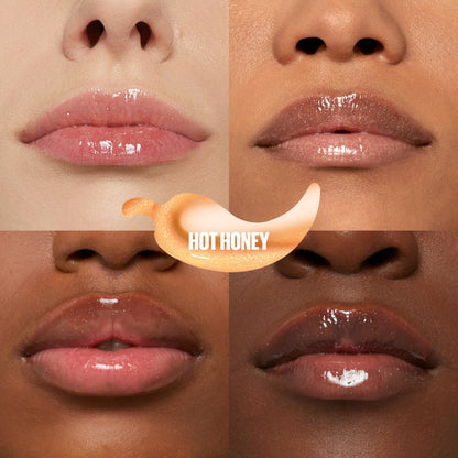 MAYBELLINE Lifter Gloss Lifter Plump, Plumping Lip Gloss with Chili Pepper and 5% Maxi-Lip, Hot Honey, Clear with Pink and Gold, 1 Count