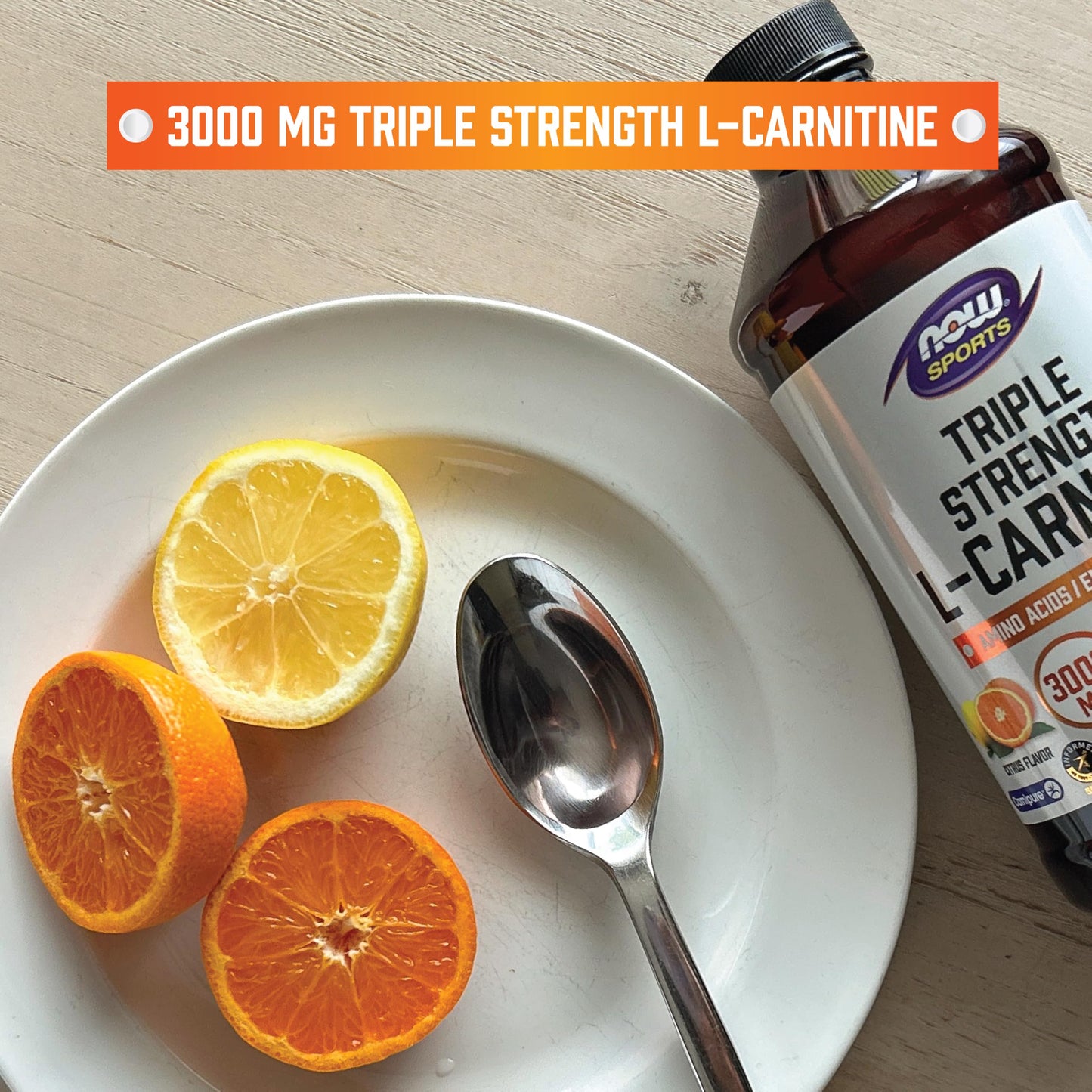 NOW Foods Sports Nutrition, L-Carnitine Liquid, Triple Strength 3000 mg, Citrus, 16-Ounce