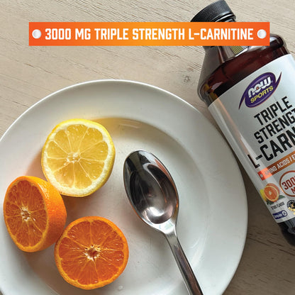 NOW Foods Sports Nutrition, L-Carnitine Liquid, Triple Strength 3000 mg, Citrus, 16-Ounce