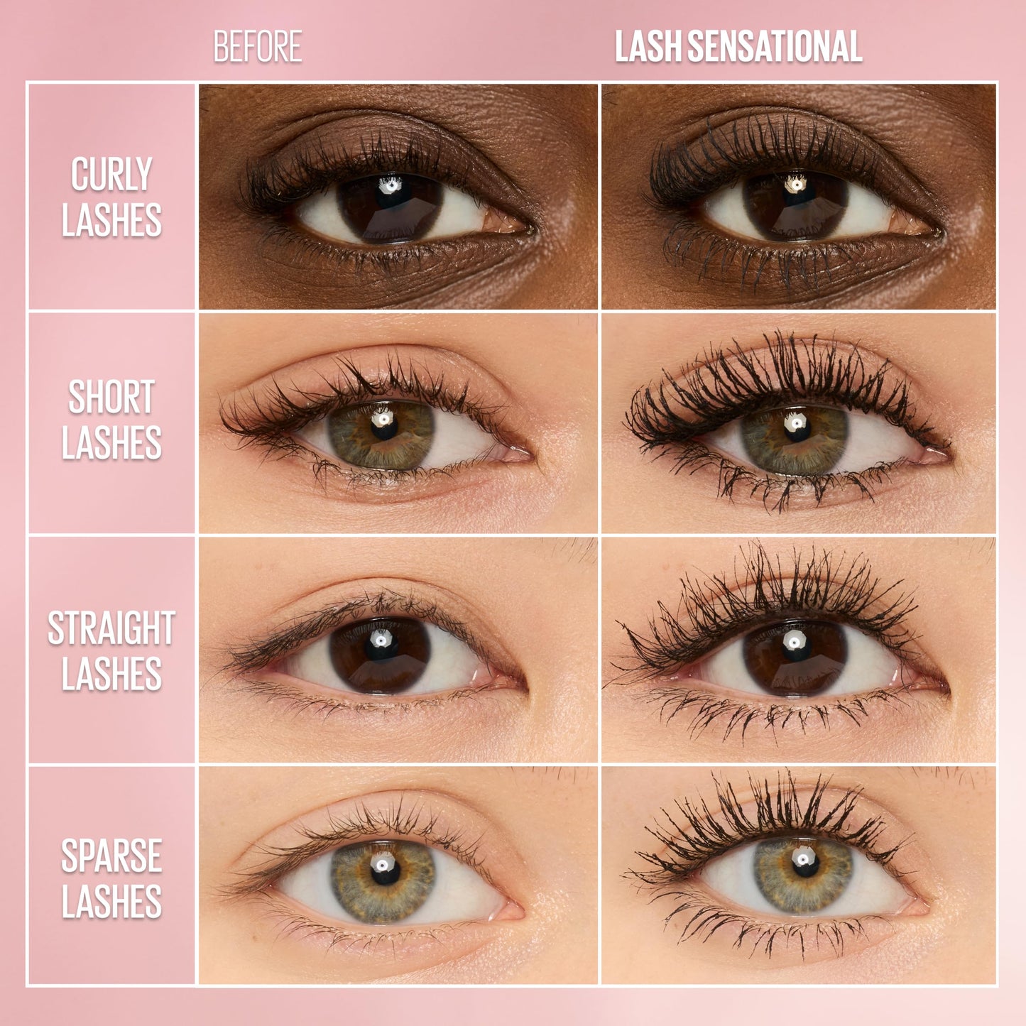Maybelline Lash Sensational Washable Mascara, Lengthening and Volumizing for a Full Fan Effect, Blackest Black, 1 Count