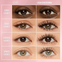 Maybelline Lash Sensational Washable Mascara, Lengthening and Volumizing for a Full Fan Effect, Midnight Black, 1 Count