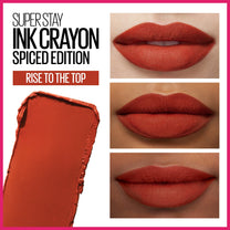 Maybelline Super Stay Ink Crayon Lipstick Makeup, Precision Tip Matte Lip Crayon with Built-in Sharpener, Longwear Up To 8Hrs, Rise To The Top, Burnt Sienna, 1 Count