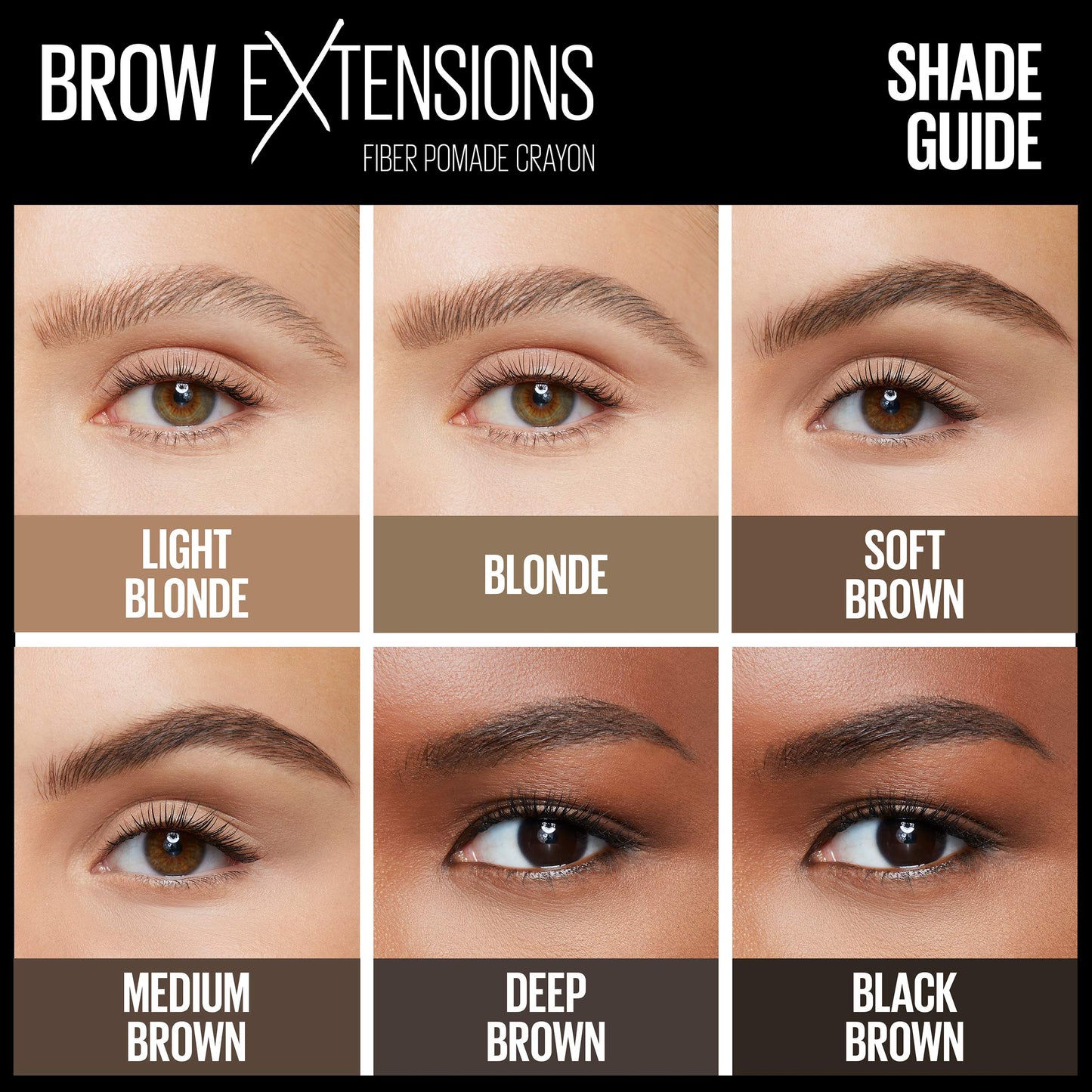 Maybelline Brow Extensions Fiber Pomade Crayon Eyebrow Makeup, Soft Brown, 1 Count