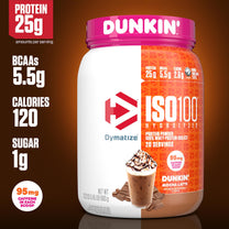 Dymatize ISO100 Protein Powder +Energy, 100% Whey Isolate, Mocha Latte