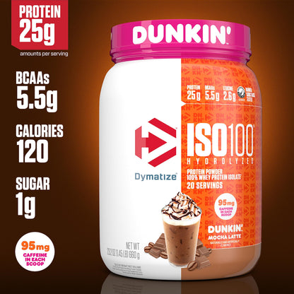 Dymatize ISO100 Protein Powder +Energy, 100% Whey Isolate, Mocha Latte