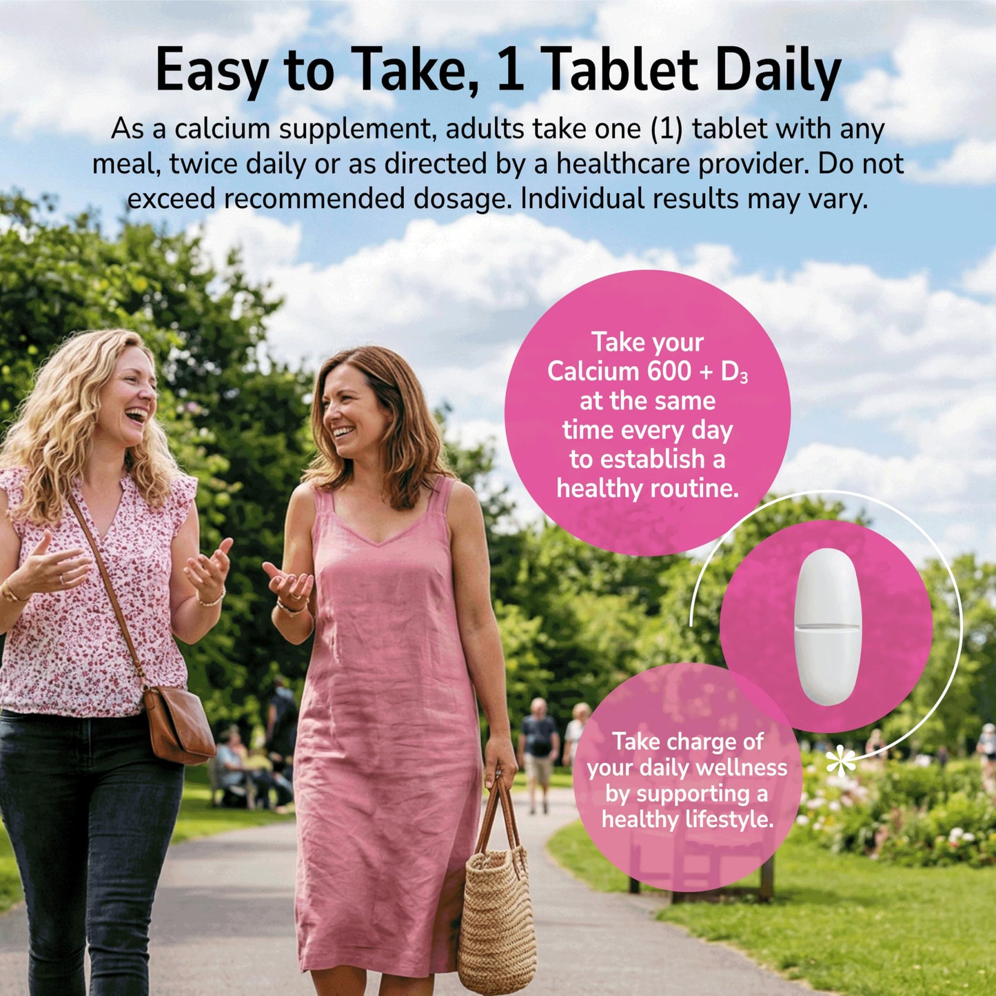 21st Century Calcium Plus D Supplement Tablet, 600 mg, 400 Count