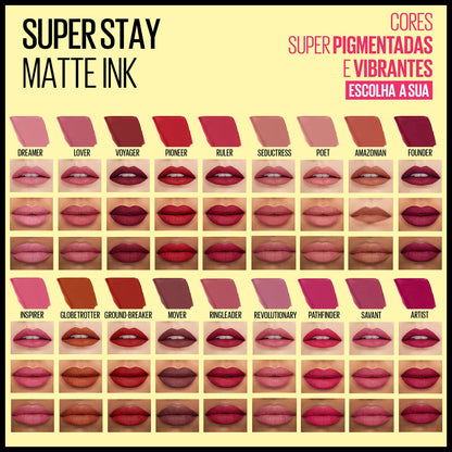 Maybelline Super Stay Matte Ink Liquid Lipstick Makeup, Long Lasting High Impact Color, Up to 16H Wear, Founder, Cranberry Red, 1 Count, Packaging May Vary