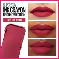 Maybelline Super Stay Ink Crayon Matte Longwear Lipstick Makeup, 130 Pave The Road, 0.04 oz