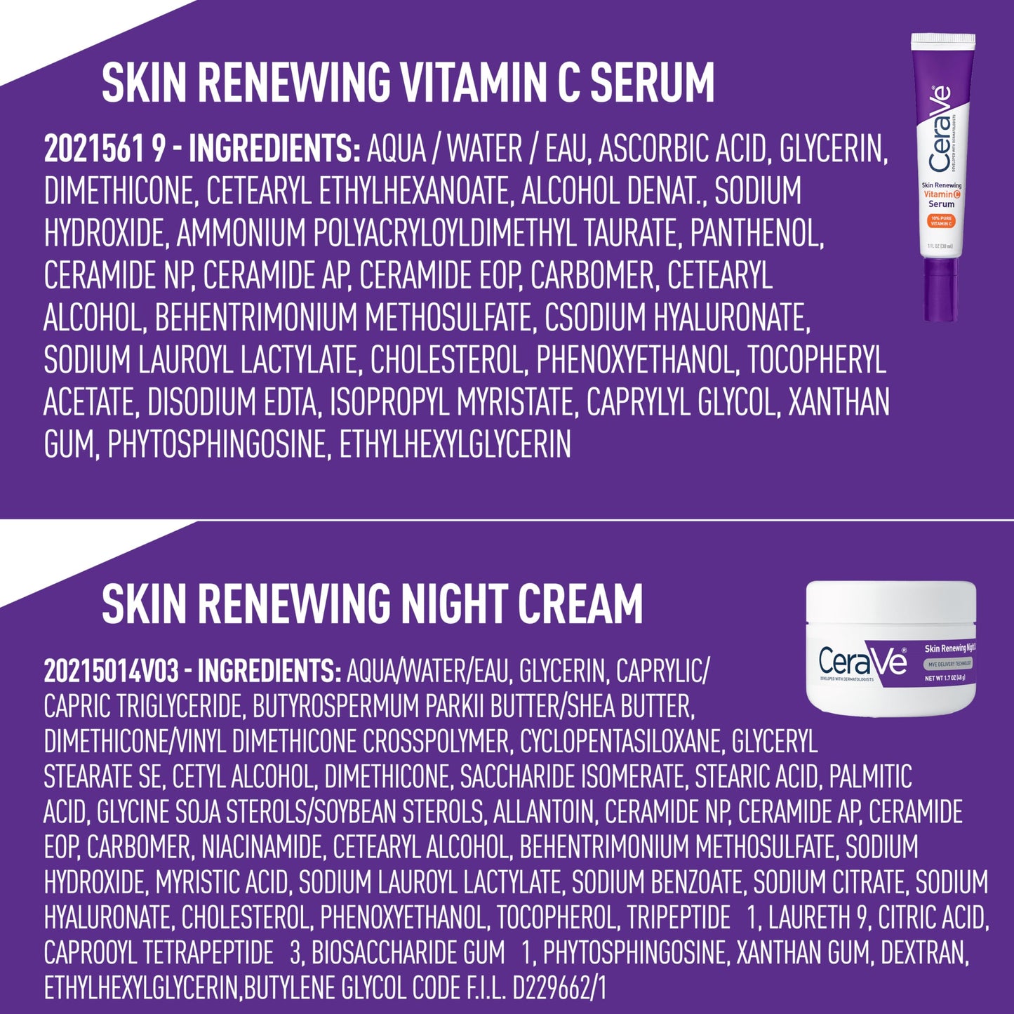 CeraVe Vitamin C Serum and Night Cream Skin Care Set, Travel Essentials