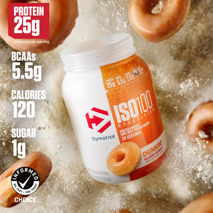 Dymatize ISO100 Protein Powder, 100% Whey Isolate, Dunkin' Glazed Donut