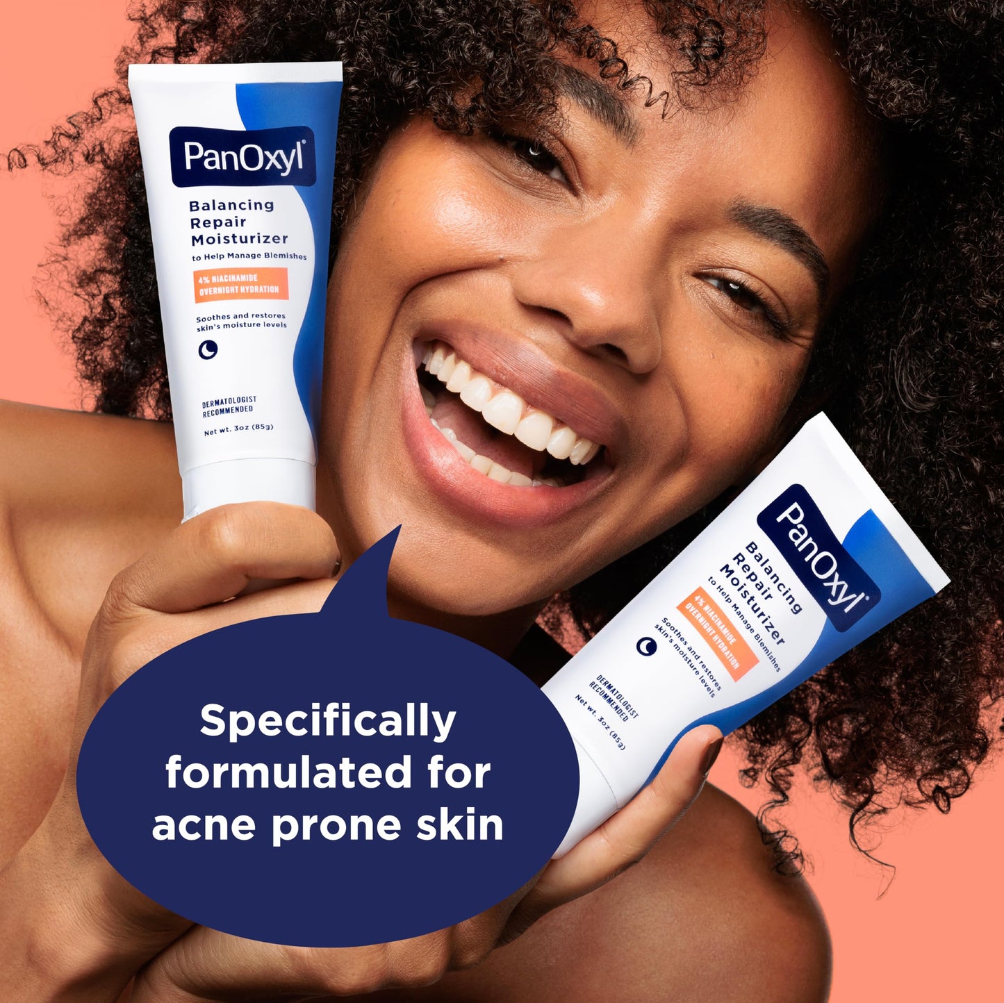 PanOxyl PM Balancing Repair Moisturizer with Niacinamide, Ceramides and Cica, Hydrating Face Moisturizer, Acne Prone Skin and Dry Skin, Non-Comedogenic Night Face Moisturizer, 3 oz (Pack of 2)