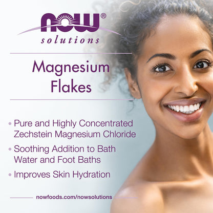 NOW Foods Solutions, Magnesium Flakes, 100% Pure, from the Ancient Seabed, Highly Concentrated, 54-Ounce