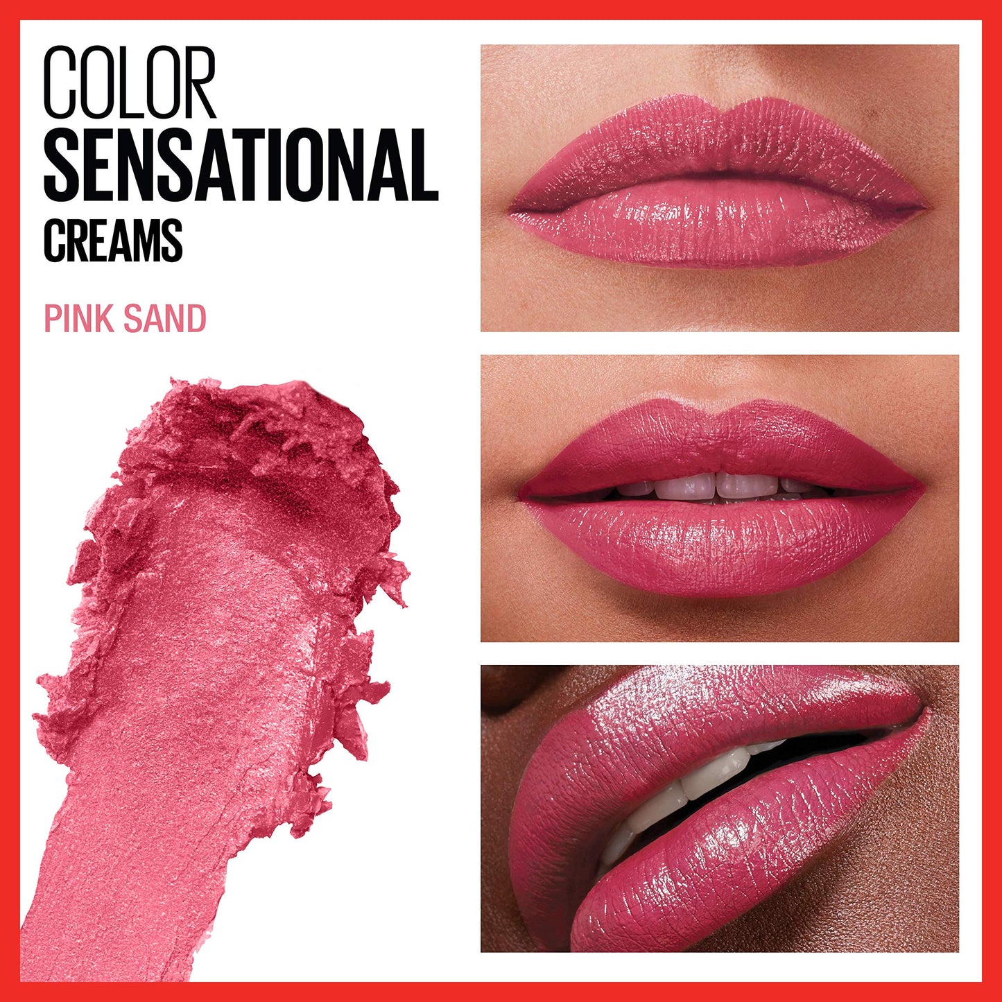 Maybelline Color Sensational Lipstick, Lip Makeup, Cream Finish, Hydrating Lipstick, Pink Sand, Pink ,1 Count