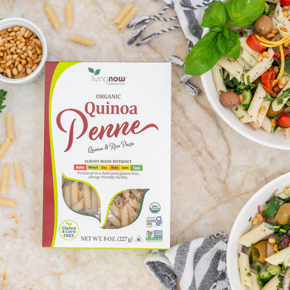 NOW Foods, Organic Quinoa Penne, Gluten-Free, Corn-Free, Non-GMO, Quinoa and Rice Pasta, 8-Ounce