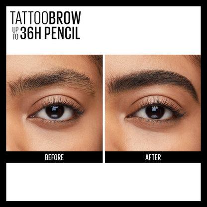 Maybelline TattooStudio Waterproof Eyebrow Pencil, Sharpenable, Longwear, Long Lasting, Pigmented Eyebrow Pencil for Defined Brows, Black Brown, 1 Count
