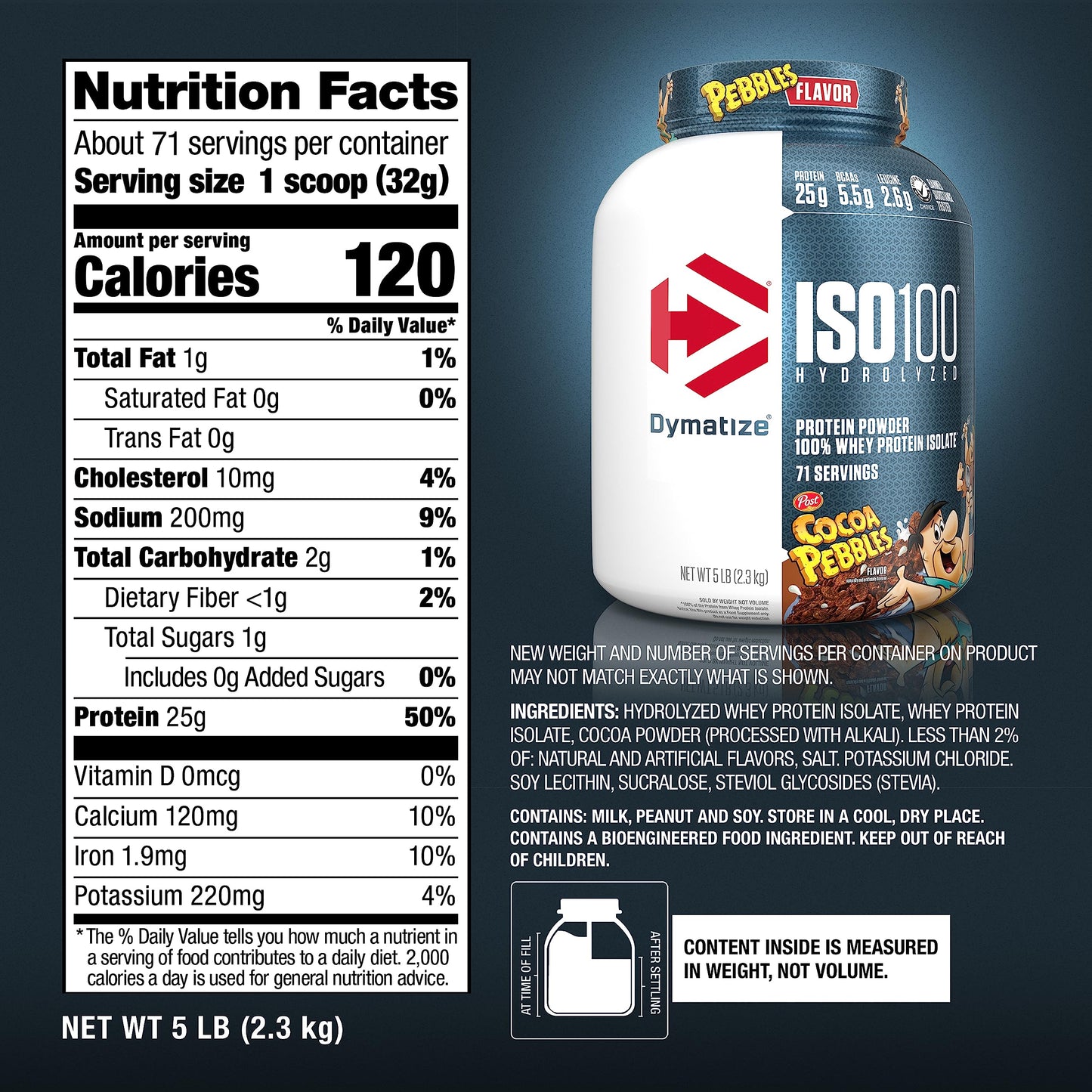 Dymatize ISO100 Protein Powder, 100% Whey Isolate, Cocoa Pebbles