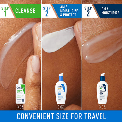 CeraVe Skin Care Set, Face Wash + AM & PM Face Moisturizer, Travel Size
