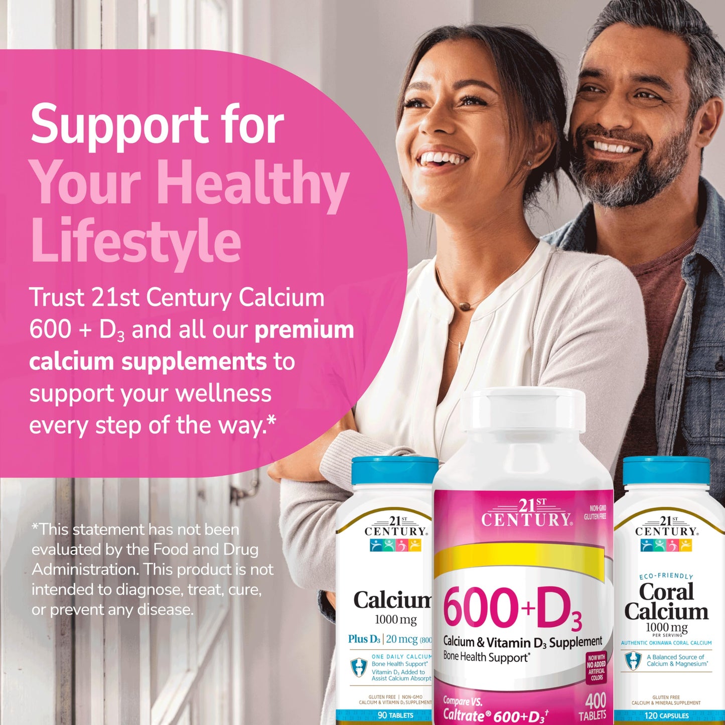 21st Century Calcium Plus D Supplement Tablet, 600 mg, 400 Count