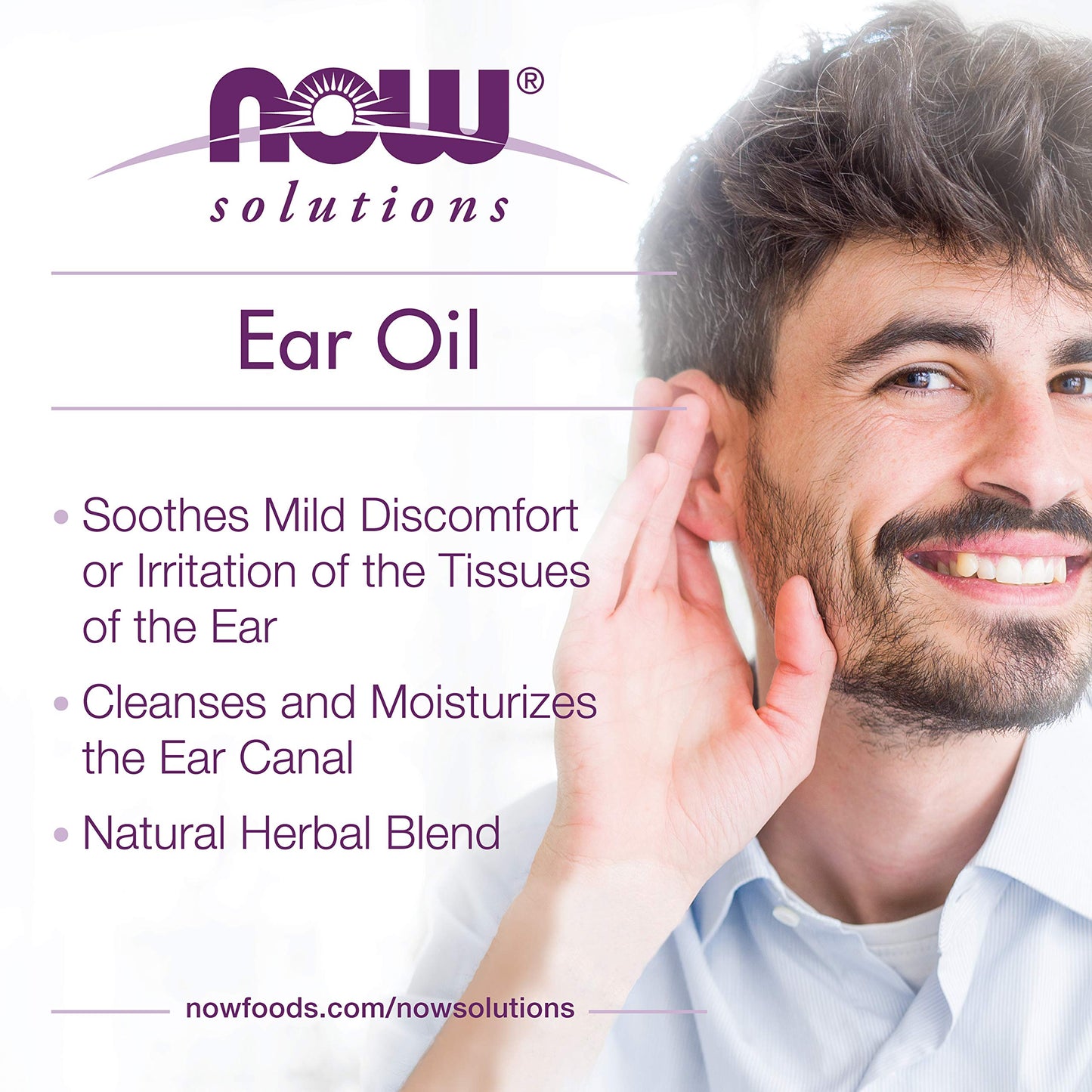 NOW Foods Solutions, Ear Oil, Soothing Herbal Blend, Great on Mild Discomfort or Irritation, 1-Ounce