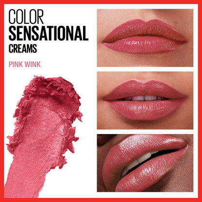Maybelline Color Sensational Lipstick, Lip Makeup, Cream Finish, Hydrating Lipstick, Pink Wink, Coral Pink ,1 Count