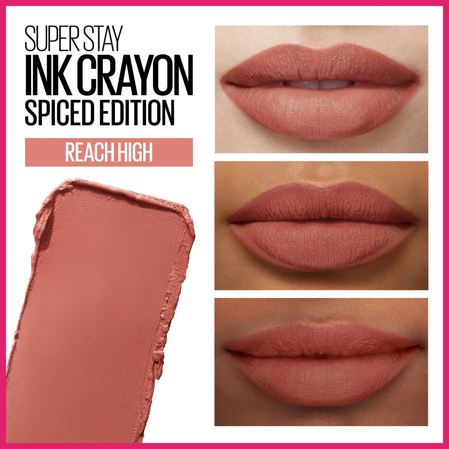 Maybelline Super Stay Ink Crayon Lipstick Makeup, Precision Tip Matte Lip Crayon with Built-in Sharpener, Longwear Up To 8Hrs, Reach High, Rosey Mauve, 1 Count