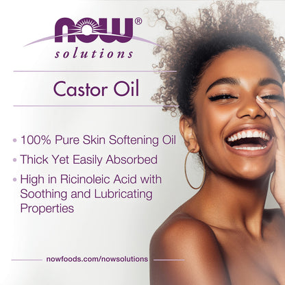 NOW Foods Solutions, Castor Oil, 100% Pure Versatile Skin Care, Multi-Purpose Skin Softener, 4-Ounce