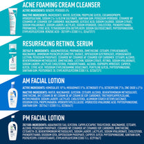 CeraVe Acne Skin Care Set, Foaming Cleanser + Retinol Serum + AM&PM Lotion
