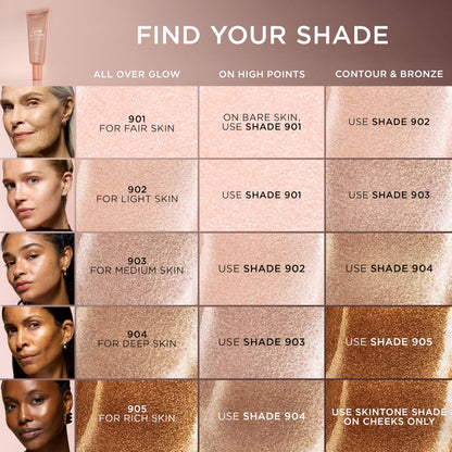 L'Oreal Paris Makeup True Match Lumi Glotion, Natural Glow Enhancer, Illuminator Highlighter, Bronzing Drops For a Sun-Kissed Glow For Face and Body, 904 Deep, 1.35 fl oz