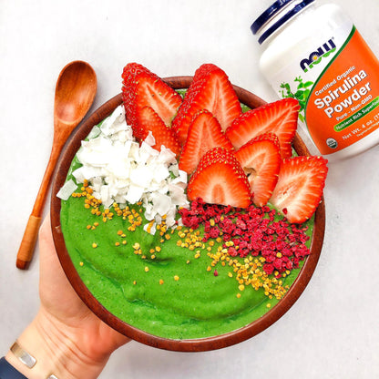 NOW Foods Supplements, Certified Organic, Spirulina Powder, Rich in Beta-Carotene (Vitamin A) and B-12 with naturally occurring GLA & Chlorophyll, 4-Ounce