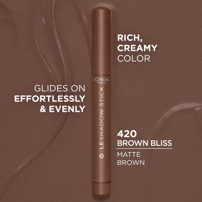 L'Oreal Paris Makeup Le Shadow Stick Eyeshadow, Blendable, Smudge-Resistant, Cream Eyeshadow, Brown Bliss, 0.05 Oz